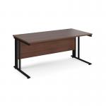 Maestro 25 straight desk 1600mm x 800mm - black cable managed leg frame and walnut top