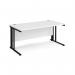 Maestro 25 straight desk 1600mm x 800mm - black cable managed leg frame, white top MCM16KWH