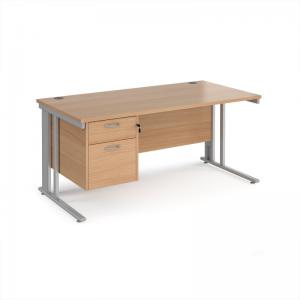 Maestro 25 straight desk 1600mm x 800mm with 2 drawer pedestal -