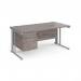 Maestro 25 straight desk 1600mm x 800mm with 2 drawer pedestal - silver cable managed leg frame, grey oak top MCM16P2SGO