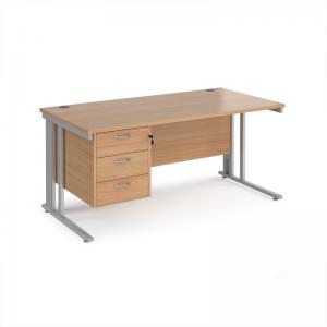 Maestro 25 straight desk 1600mm x 800mm with 3 drawer pedestal -