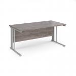 Maestro 25 straight desk 1600mm x 800mm - silver cable managed leg frame, grey oak top MCM16SGO