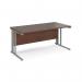 Maestro 25 straight desk 1600mm x 800mm - silver cable managed leg frame, walnut top MCM16SW