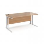 Maestro 25 straight desk 1600mm x 800mm - white cable managed leg frame, beech top MCM16WHB