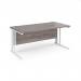 Maestro 25 straight desk 1600mm x 800mm - white cable managed leg frame, grey oak top MCM16WHGO