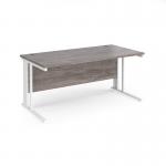 Maestro 25 straight desk 1600mm x 800mm - white cable managed leg frame and grey oak top