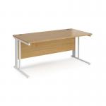 Maestro 25 straight desk 1600mm x 800mm - white cable managed leg frame and oak top