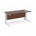 Maestro 25 straight desk 1600mm x 800mm - white cable managed leg frame, walnut top MCM16WHW