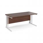Maestro 25 straight desk 1600mm x 800mm - white cable managed leg frame and walnut top