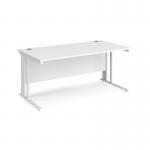 Maestro 25 straight desk 1600mm x 800mm - white cable managed leg frame and white top