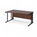 Maestro 25 left hand wave desk 1600mm wide - black cable managed leg frame, walnut top MCM16WLKW