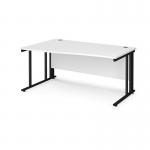 Maestro 25 left hand wave desk 1600mm wide - black cable managed leg frame, white top MCM16WLKWH