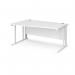 Maestro 25 left hand wave desk 1600mm wide - white cable managed leg frame, white top MCM16WLWHWH