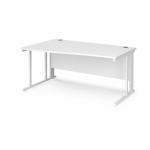 Maestro 25 left hand wave desk 1600mm wide - white cable managed leg frame, white top MCM16WLWHWH