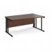 Maestro 25 right hand wave desk 1600mm wide - black cable managed leg frame, walnut top MCM16WRKW