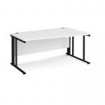 Maestro 25 right hand wave desk 1600mm wide - black cable managed leg frame, white top MCM16WRKWH