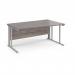 Maestro 25 right hand wave desk 1600mm wide - silver cable managed leg frame, grey oak top MCM16WRSGO