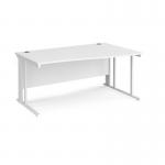 Maestro 25 right hand wave desk 1600mm wide - white cable managed leg frame, white top MCM16WRWHWH