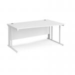 Maestro 25 right hand wave desk 1600mm wide - white cable managed leg frame, white top MCM16WRWHWH