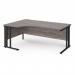 Maestro 25 left hand ergonomic desk 1800mm wide - black cable managed leg frame, grey oak top MCM18ELKGO