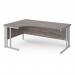 Maestro 25 left hand ergonomic desk 1800mm wide - silver cable managed leg frame, grey oak top MCM18ELSGO