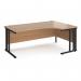 Maestro 25 right hand ergonomic desk 1800mm wide - black cable managed leg frame, beech top MCM18ERKB