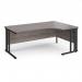 Maestro 25 right hand ergonomic desk 1800mm wide - black cable managed leg frame, grey oak top MCM18ERKGO