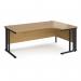 Maestro 25 right hand ergonomic desk 1800mm wide - black cable managed leg frame, oak top MCM18ERKO