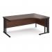 Maestro 25 right hand ergonomic desk 1800mm wide - black cable managed leg frame, walnut top MCM18ERKW