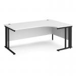 Maestro 25 right hand ergonomic desk 1800mm wide - black cable managed leg frame, white top MCM18ERKWH
