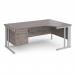 Maestro 25 right hand ergonomic desk 1800mm wide with 2 drawer pedestal - silver cable managed leg frame, grey oak top MCM18ERP2SGO