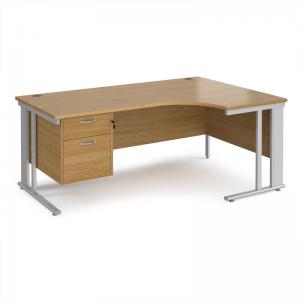 Maestro 25 right hand ergonomic desk 1800mm wide with 2 drawer