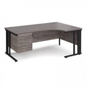 Maestro 25 right hand ergonomic desk 1800mm wide with 3 drawer