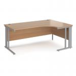 Maestro 25 right hand ergonomic desk 1800mm wide - silver cable managed leg frame, beech top MCM18ERSB