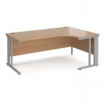 Maestro 25 right hand ergonomic desk 1800mm wide - silver cable managed leg frame, beech top MCM18ERSB
