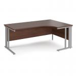 Maestro 25 right hand ergonomic desk 1800mm wide - silver cable managed leg frame, walnut top MCM18ERSW