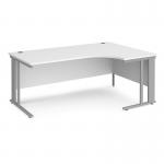 Maestro 25 right hand ergonomic desk 1800mm wide - silver cable managed leg frame, white top MCM18ERSWH
