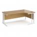 Maestro 25 right hand ergonomic desk 1800mm wide - white cable managed leg frame, oak top MCM18ERWHO