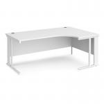 Maestro 25 right hand ergonomic desk 1800mm wide - white cable managed leg frame, white top MCM18ERWHWH