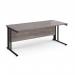 Maestro 25 straight desk 1800mm x 800mm - black cable managed leg frame, grey oak top MCM18KGO