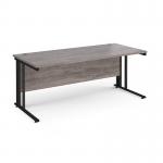 Maestro 25 straight desk 1800mm x 800mm - black cable managed leg frame and grey oak top