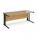 Maestro 25 straight desk 1800mm x 800mm - black cable managed leg frame and oak top