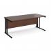 Maestro 25 straight desk 1800mm x 800mm - black cable managed leg frame, walnut top MCM18KW