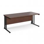 Maestro 25 straight desk 1800mm x 800mm - black cable managed leg frame and walnut top