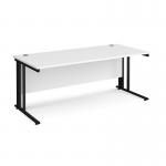 Maestro 25 straight desk 1800mm x 800mm - black cable managed leg frame and white top