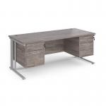 Maestro 25 straight desk 1800mm x 800mm with 2 and 3 drawer pedestals - silver cable managed leg frame, grey oak top MCM18P23SGO
