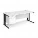 Maestro 25 straight desk 1800mm x 800mm with 2 drawer pedestal - black cable managed leg frame, white top MCM18P2KWH