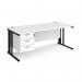 Maestro 25 straight desk 1800mm x 800mm with 3 drawer pedestal - black cable managed leg frame, white top MCM18P3KWH