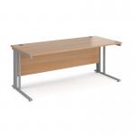 Maestro 25 straight desk 1800mm x 800mm - silver cable managed leg frame and beech top