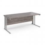 Maestro 25 straight desk 1800mm x 800mm - silver cable managed leg frame and grey oak top